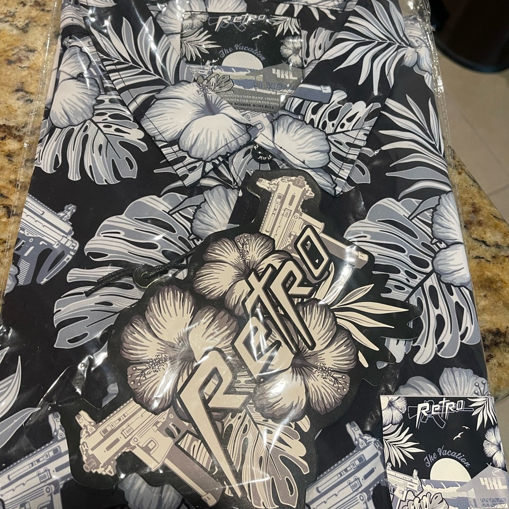 Retro Black and Gray Hawaiian Shirt